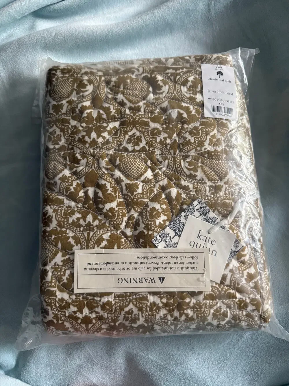NWT Kate Quinn Fennel Folk Floral Classic Leaf Quilt Organic Cotton